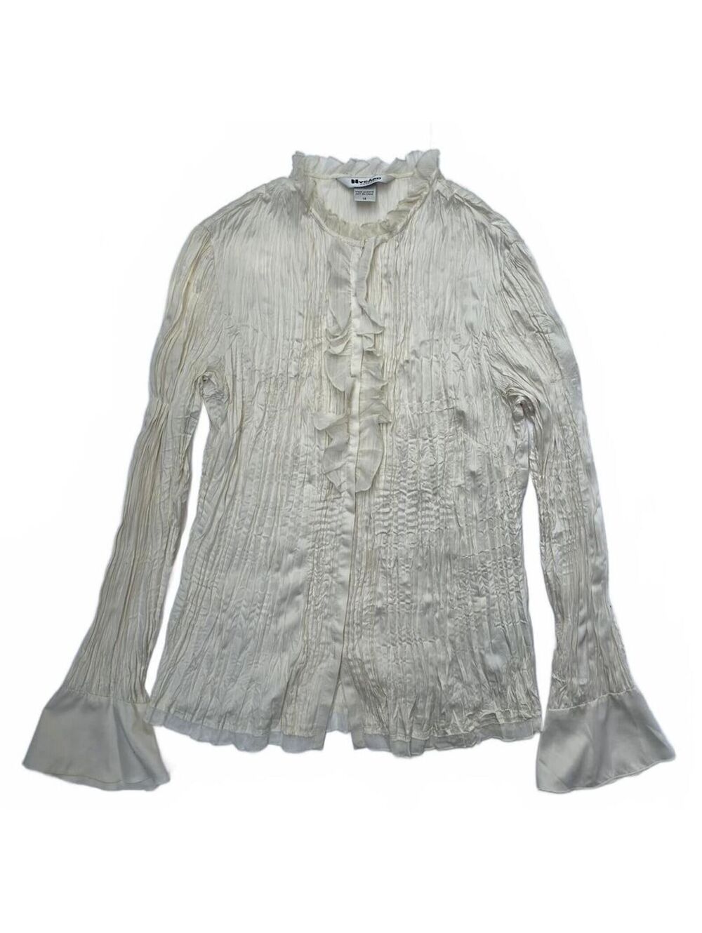 Vintage Peter Nygard Pleated Ruffle Front Blouse Size 14 Romantic, Victoriana
